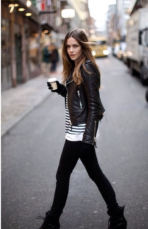 chaqueta, cuero, leather, jacket, outfit, moda, mujer
