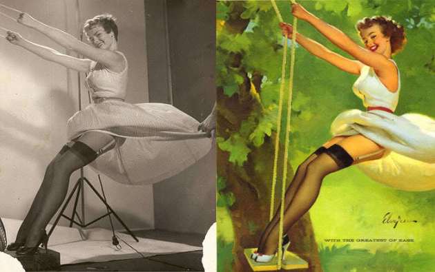 Pin up, retoque, foto, pincel, mujer, Photoshop, before and after